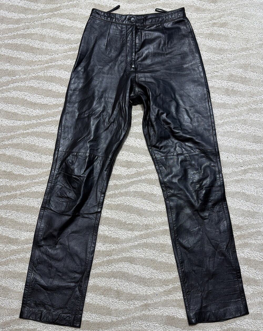 Vintage 90s Colours by Alexander Julian Womens Lined Leather Pants Sz 4 Riding